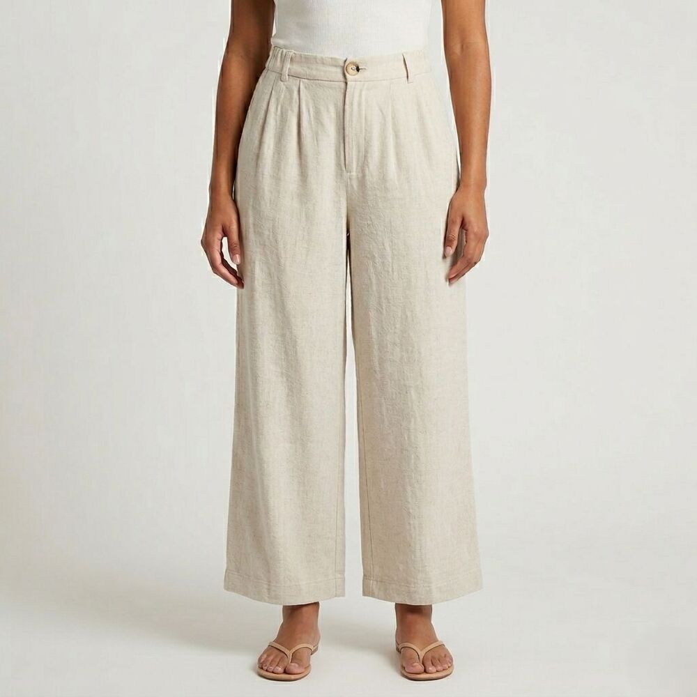 Blenca Viscose Linen Blend Wide Leg Pants Womens Medium Beige